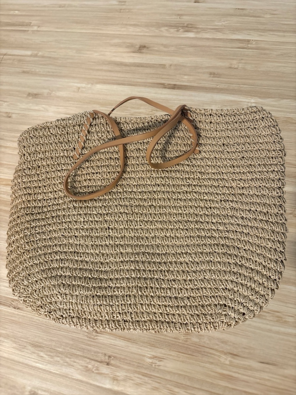 Urban Expressions Woven Tote Bag with Tan Handles Vegan - Picture 2 of 8